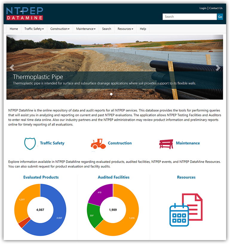 Dashboard for AASHTO NTPEP DataMine